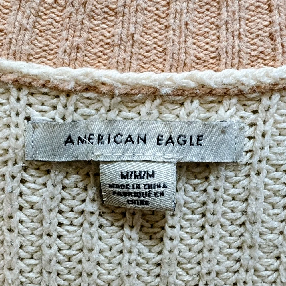 American Eagle Outfitters V-Neck Sweater - Pink and Cream